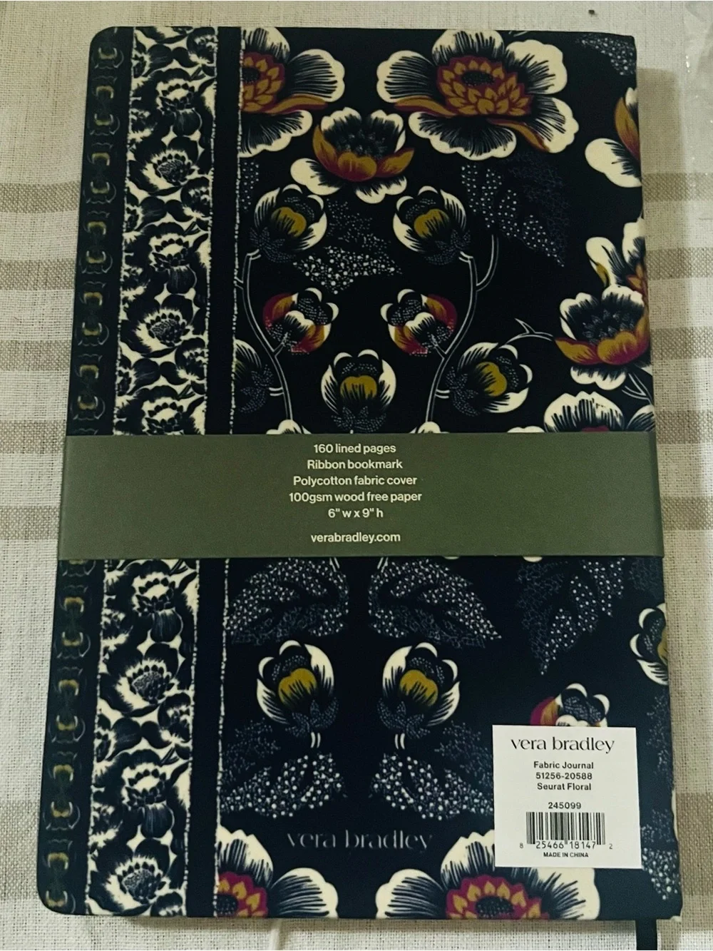 Vera Bradley Navy Floral Journal Cover with Multicolor Blooms